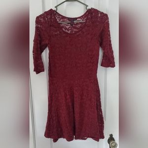 Material Girls Red floral Lace Dress Size Medium